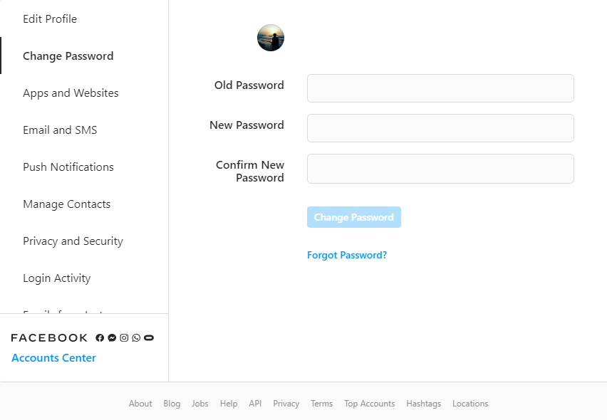 تغییر پسورد