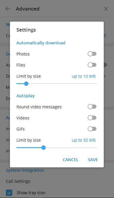 غیرفعال کردن دانلود خودکار تلگرام